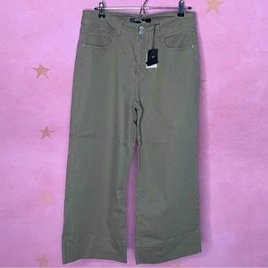 Stitch Star Wide Leg Crop Cotton Twill Olive Green Pants Women’s Size 12 New